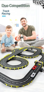 Electric Remote Control Slot Car Track Large 2-Player Competitive Dual Mode Remote Adjustable Splicing Kids Adults Gift Toy Set