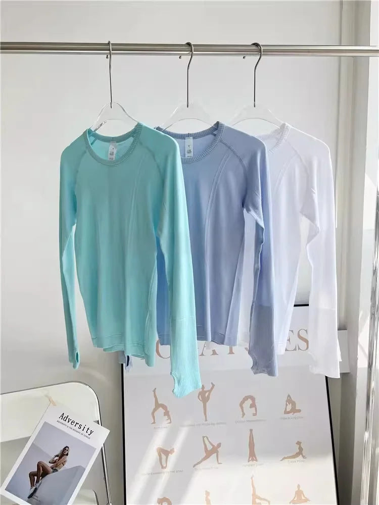 Seamless Yoga Top Women Long Sleeve Workout Shirt for Women Training Gym Clothes Stretchy Turtleneck Sportswear Activewear