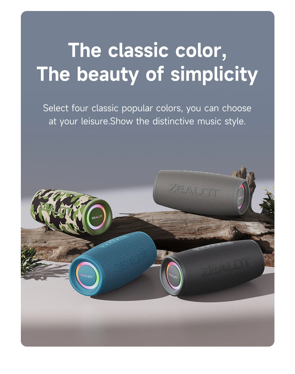 ZEALOT-S56 Bluetooth Speaker 40W Output Power Bluetooth Speaker with Excellent Bass Performace IPX6 Waterproof camping speaker