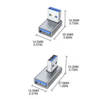 90 Degree Left Right Up Down Angled USB 3.0 A Male to Female Extension Connector Adapter for Laptop PC USB Chargers Converter