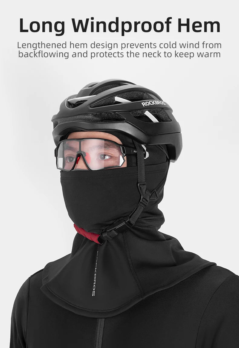 ROCKBROS Cycling Caps Full Face Mask Winter Breathable Windproof Fleece Bike Neck Cover Scarf Mask Skiing Motorcycle Bicycle Hat