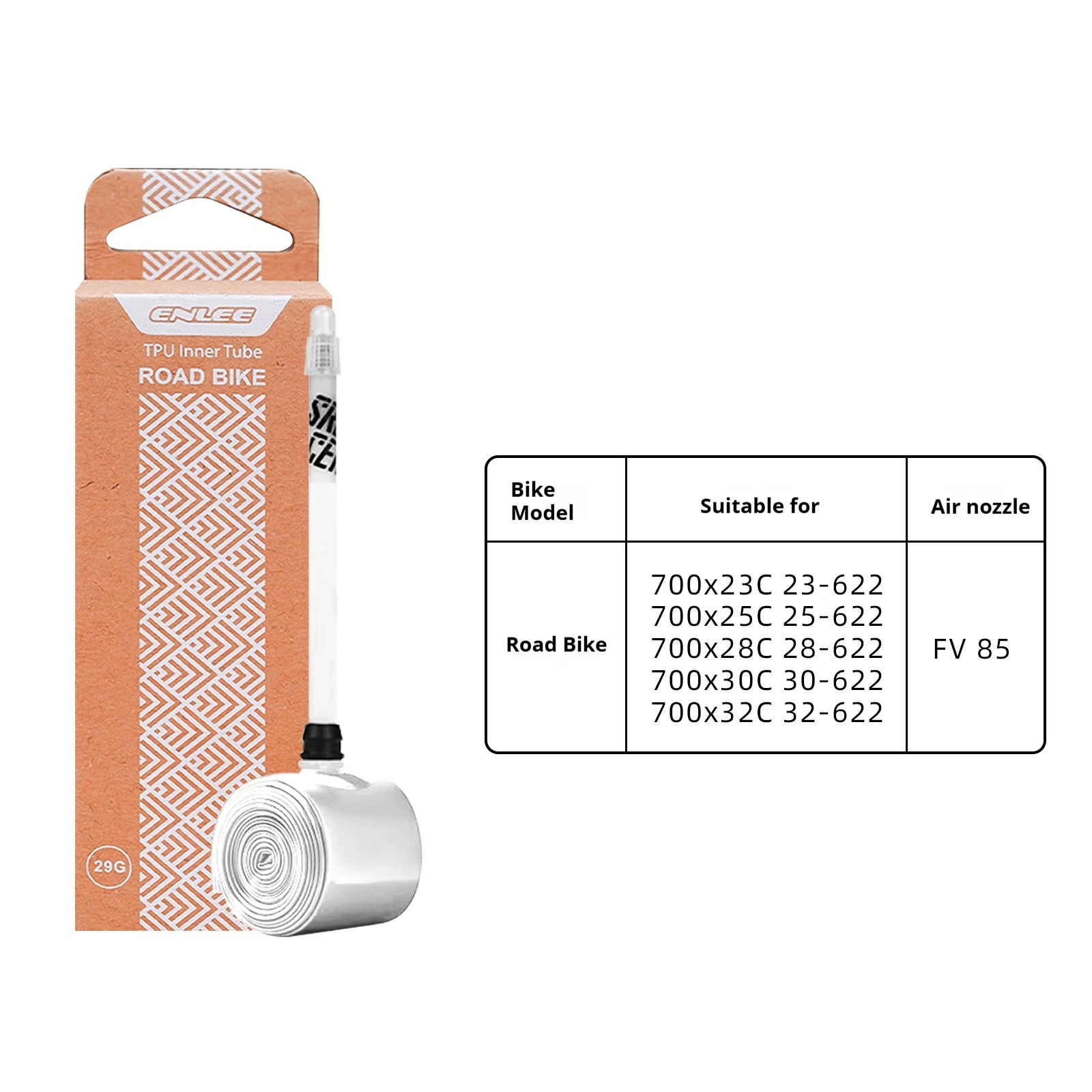 ENLEE Bike Tire Inner Tube TPU F/V Road Mountain Bike TPU Inner Tube Presta Valve 45mm 65mm 85mm Bicycle Inner Tire Bike Parts