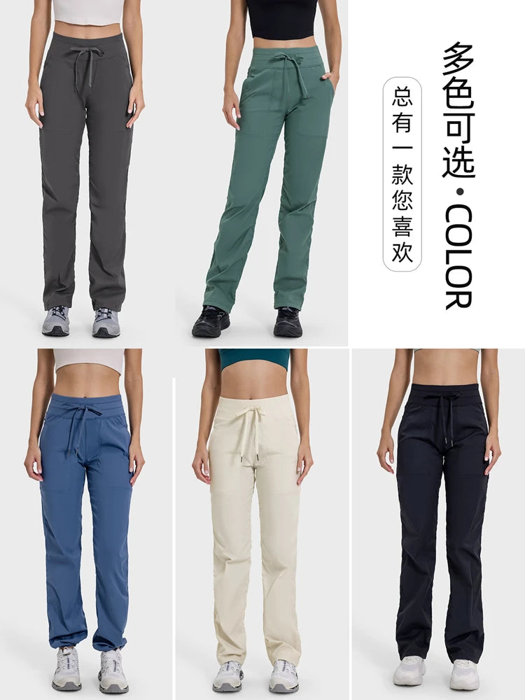 Women Quick Drying Sports Pants Lightweight Breathable Running Fitness High Waisted Loose Wide Leg Casual Yoga Pants 2024 Autumn Secondary image