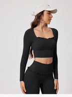 New Summer 2Pcs Women Gym Yoga Female Outfit Outdoor Sports Quick-Dry Long-Sleeved Shirt Set Woman Two-Piece Suit Sportswear