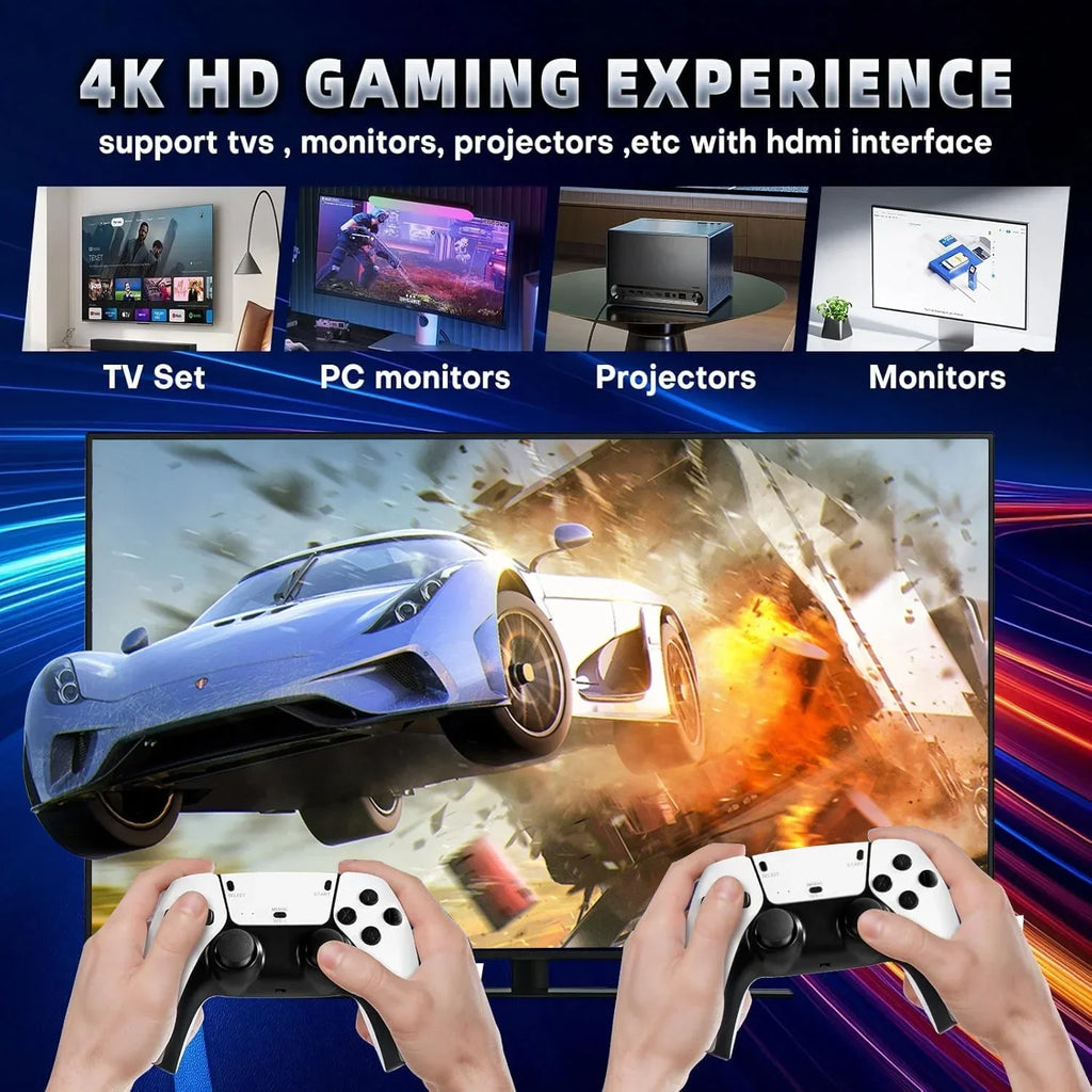 4K 64G Retro Game Console: M15 Game Stick with 40000+ Classic Arcade Games, Dual Wireless Controllers 2-Player TV System