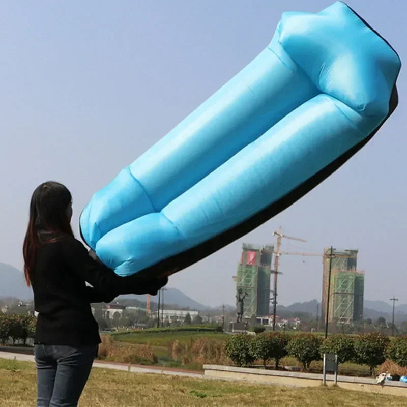 Outdoor Portable Inflatable Sofa Beach Lazy Air Sofa Folding Sleeping Bag Oxford Cloth Camping Furniture 190x70cm