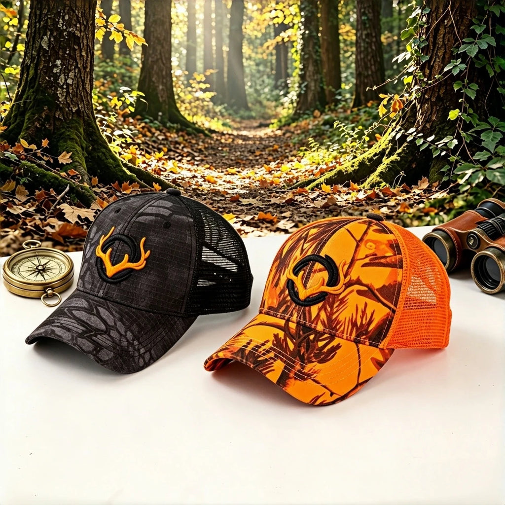 Deer Antler Camo Hunting Trucker Hat Outdoor Fishing Embroidery Mesh Baseball Cap for Men Women