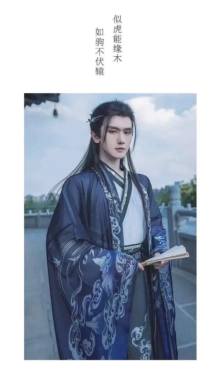 Original Chinese Floral Clouds Hanfu Dress Men Women Traditiional Weijin Period Gradient Costume Niche Fairy Cosplay Clothing