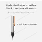 2-in-1 Hair Dryer and Flat Iron Dual Heat Negative Ion Hair Styler for Quick Drying and Straightening Travel Friendly Home Use