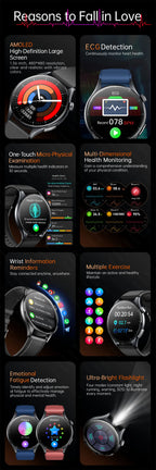 2026 New Smart Watch NFC ECG+PPG Blood oxygen Uric Acid Blood Pressure Sapphire Smartwatch Men For Android iOS Smart watch men