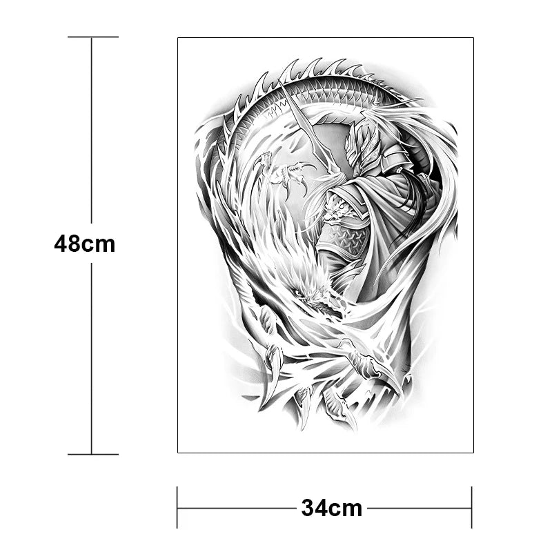 Magic Juice Ink Waterproof Tattoo Stickers Full Back Large Size Herbal Juice Temporary Tattoos Men Body Art Dragon Tiger