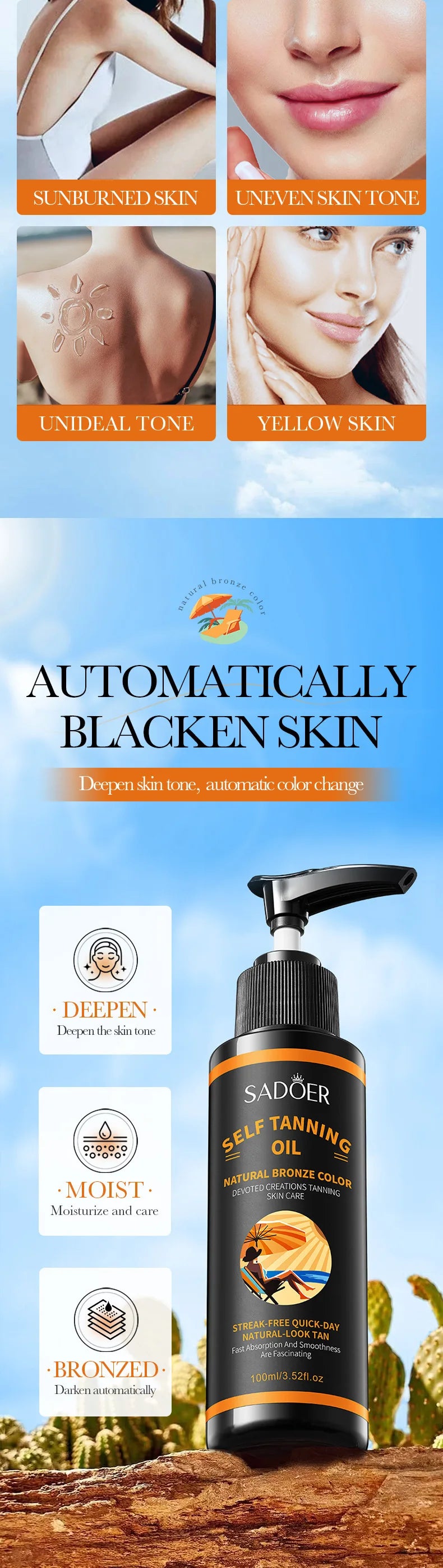 100ml Tanning Spray: Lightweight Texture, Moisturizing, Beautiful Black Tone, Creates a More Wild and Confident Look. Large Capacity, Beautiful Tan Finish, Streak-Free, Quick-Drying, No Tanning Effect.