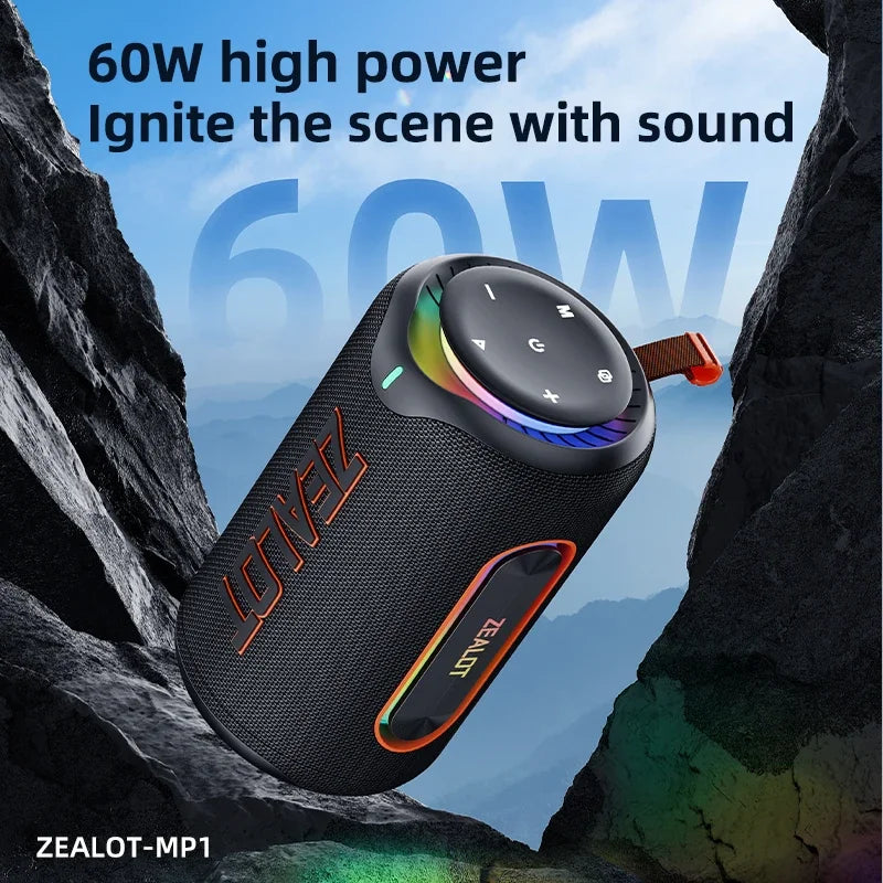 ZEALOT_MP1 Portable Bluetooth Speaker 60W StormBox Blast Outdoor Wireless Speaker IPX6 Waterproof Party Camping Speaker 12H ZEAL Secondary image