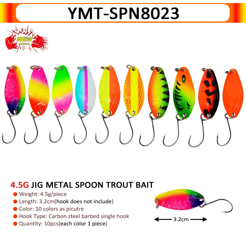 7/9/10Pcs Trout Bait 2.5g/2.6g/3g/3.2g/3.5g/5g Metal Spoon Fishing Lure Wobbler Casting Jigging Tackle Accessories Pesca Chub
