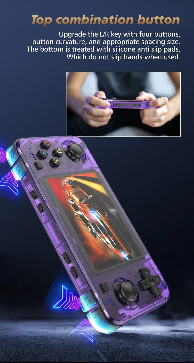 BOYHOM Green R36H Retro Video Game Console 3.5‘’ IPS Screen RK3326 3000 mAh Open Linux System Portable Player 64GB 128GB