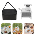 Portable Camping Wood Stove, Mini Stainless Steel Fire Pit for Outdoor Cooking, Hiking, BBQ, with Glass Window & Airflow Vents