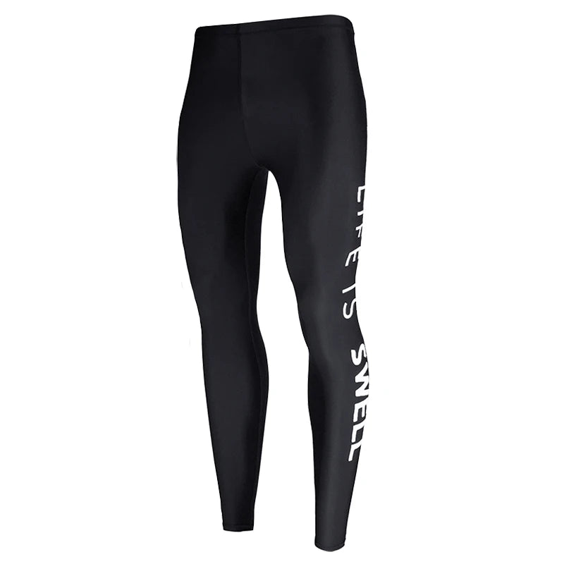 Man Quick drying sun protection pure black letter diving and surfing waterproof female capris nylon hot spring swimming pants Main image