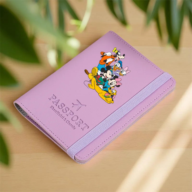Mickey and Minnie Passport Wallet, Passport Holder, Travel Card Holders with Drawstring Closure for Holiday Use & Travel Commute