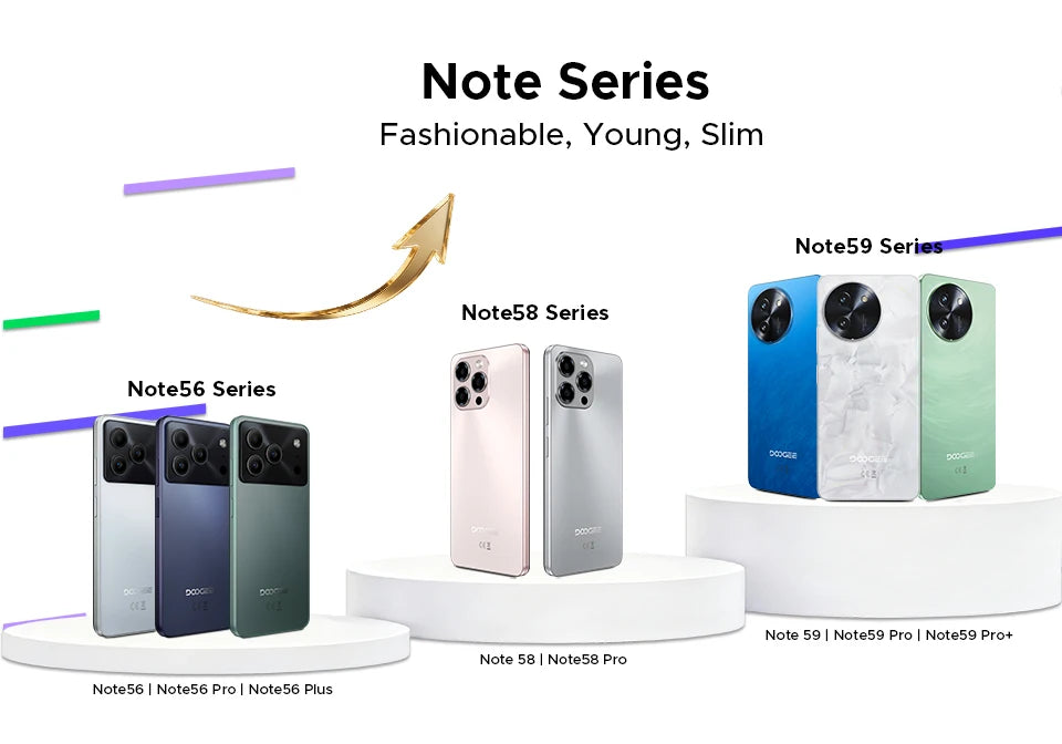 Global Version DOOGEE Note56 Plus Android 16 Smartphone 48GB+256GB 6150mAh Large Battery 6.56'' 90Hz Display 50MP Camera NFC