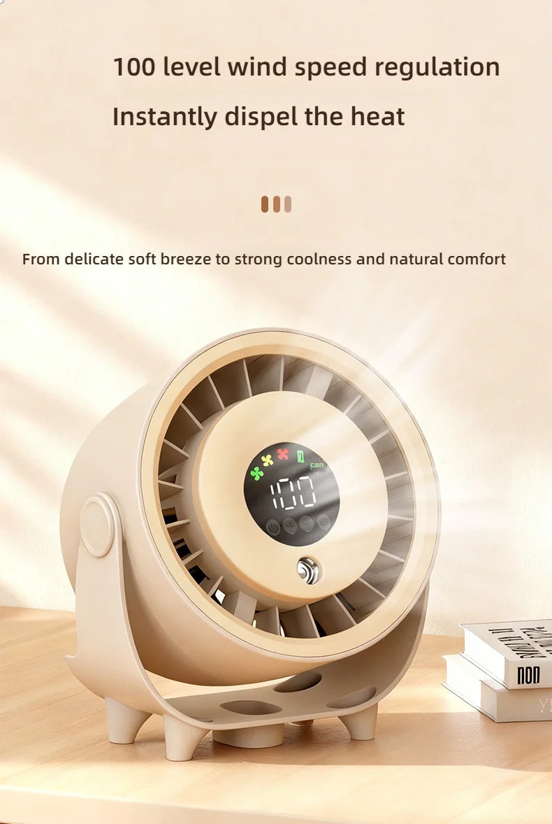 New Misting Fan Humidifying Rapid Cooling Hanging Hole Low Noise Digital Display Button Controlled Speed Fine Absorbable