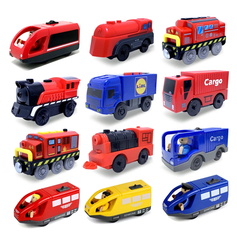 Electric Train Locomotive Magnetic Car Diecast Slot Fit All Brand Wooden Train Track Railway For Kids children's Toy W02 Main image