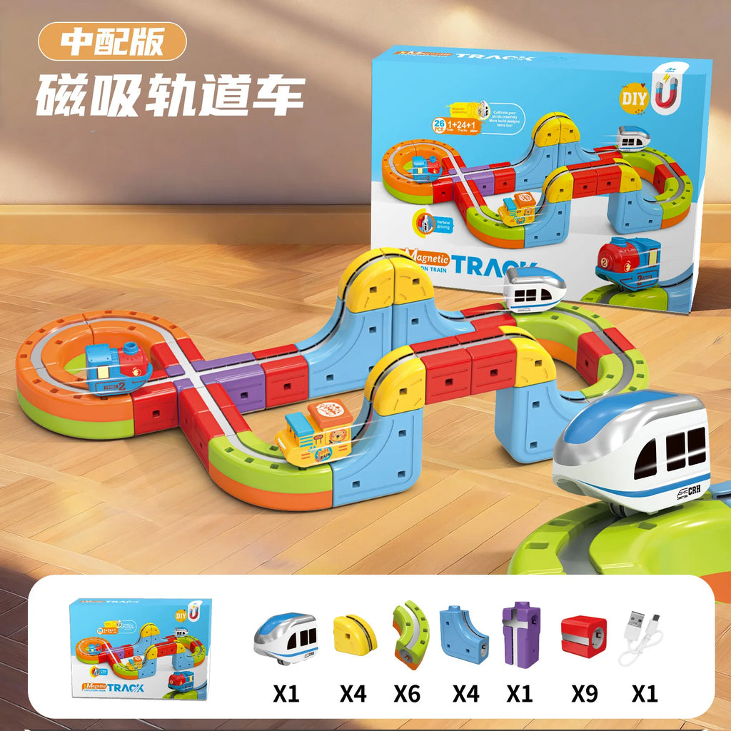 Magnetic Bullet Train Set For Kids With Electric Locomotive Diy Track Building Blocks Stem Educational Construction Toy Birthday