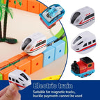 Magnetic Electric Train Car Locomotive Wooden Track Slot Diecast Railway With Two Carriages Train Wood Kid Toy Biro Track