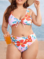 2026 Large Plus Size Bikinis Printed Bowknot Swimsuit Women High Waist Swimwear Female Bathers Bathing Swimming Swim Suit