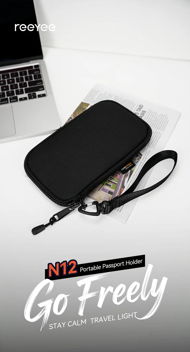 ReeYee N12 Passport Holder Wallet, Travel Organizer for Cards Tickets, Water-Resistant Scratch-Resistant Essential Wallet Pouch