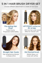 5 In 1 Hair Dryer And Hot Air Comb Brush With Curling Iron Hair Straightener For Fast Drying Curling Straightening And Styling