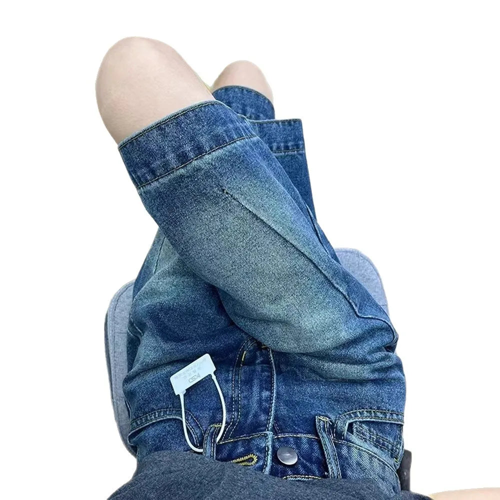 Spicy Girl Retro American Five-Point Denim Shorts Women Summer New Loose Design Slim Straight Leg Wide Leg Medium Pants