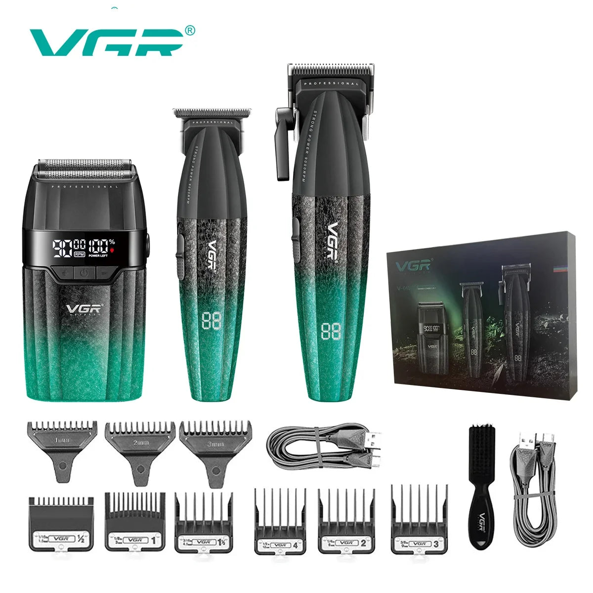 VGR Hair Clipper Professional Hair Cut Machine Face Shaver Barber Clippers Beard Trimmer Metal Trimmer for Men V-003 V-906 V-308