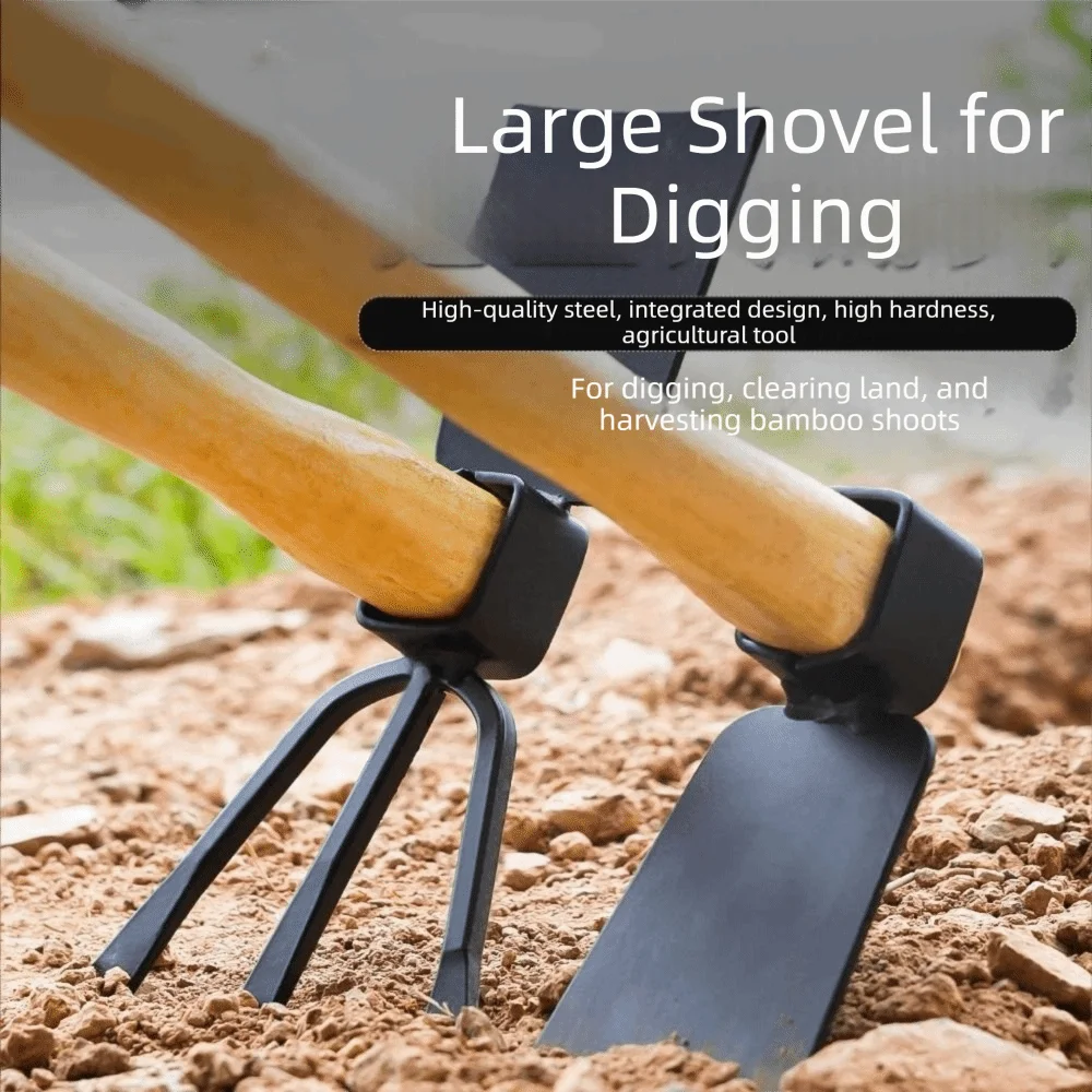 Robust Hardwood Handle Small Hand Hoe High-Strength Metal Head Lightweight Design Multi-functional Garden Tool
