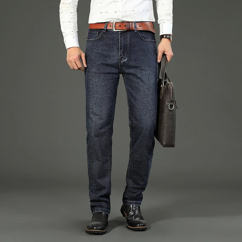 Wthinlee 8 Models Spring Autumn Business Jeans Men Casual Straight Stretch Fashion Classic Work Denim Trousers Brand Clothing