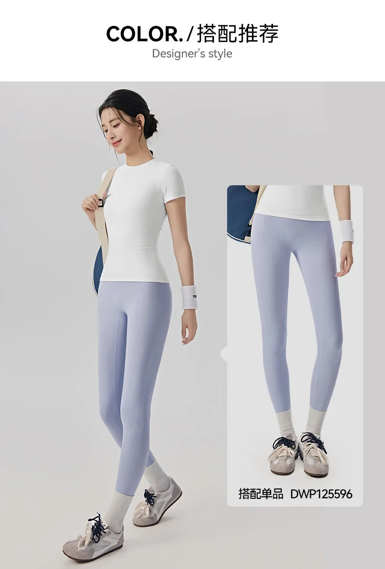 Spring and Summer Yoga Wear Short-sleeved Nude Tight-fitting Fitness Wear for Women Outdoor Running Training Sports T-shirt