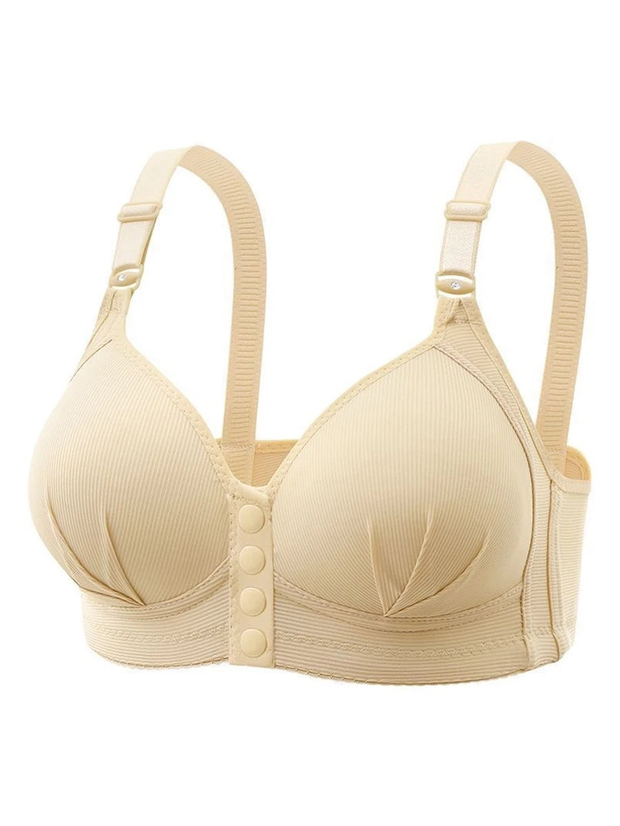 Wire Free Front Buckle Bra Thin Cup Breathable Push Up Side Support Vest Style Adjustable Comfort Underwear For Women