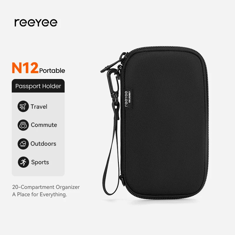 ReeYee N12 Passport Holder Wallet, Travel Organizer for Cards Tickets, Water-Resistant Scratch-Resistant Essential Wallet Pouch