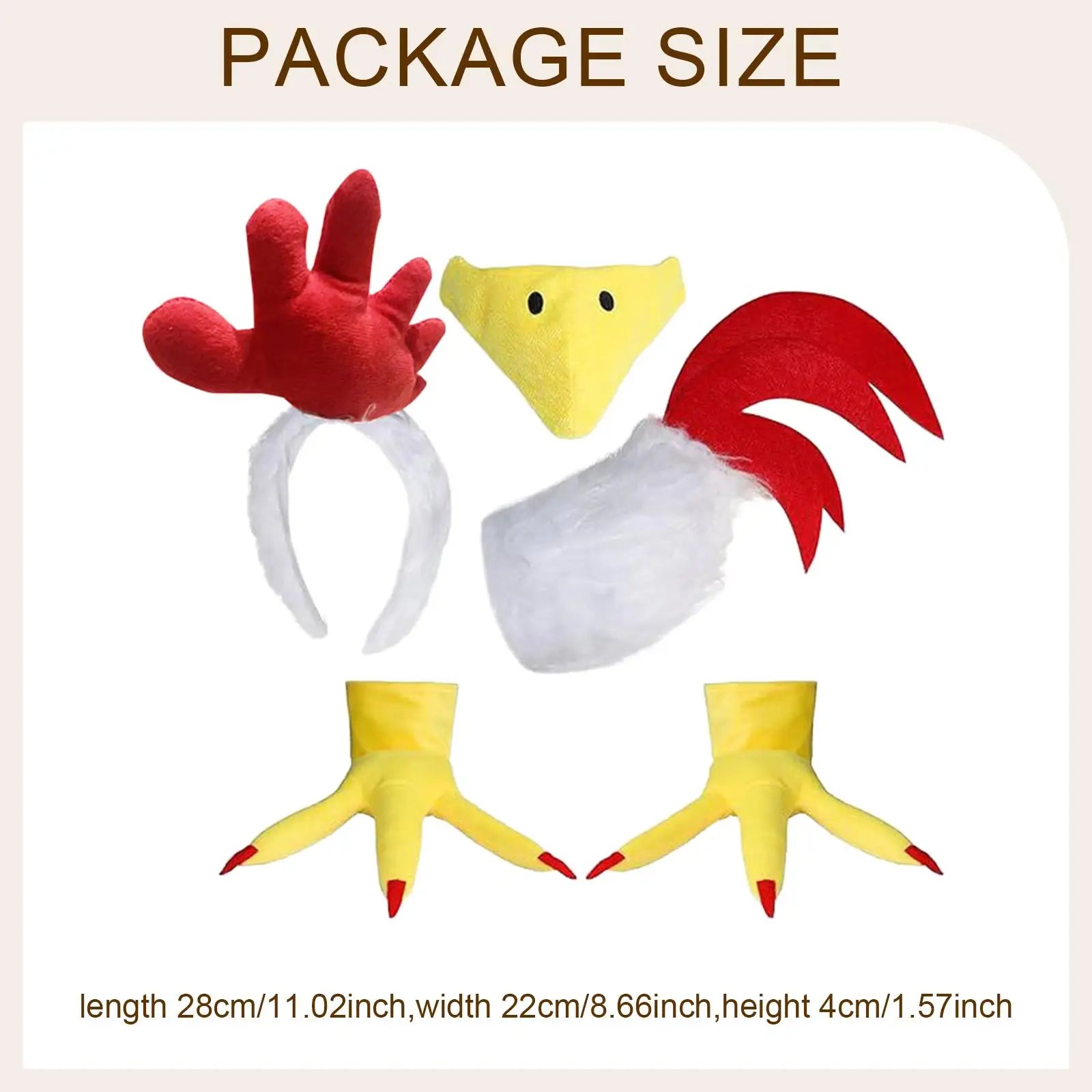 Chicken Costume Kit Eye Catching Novelty Dress up Photo Booth Props Cosplay for Thanksgiving Party Events Performances Pretend