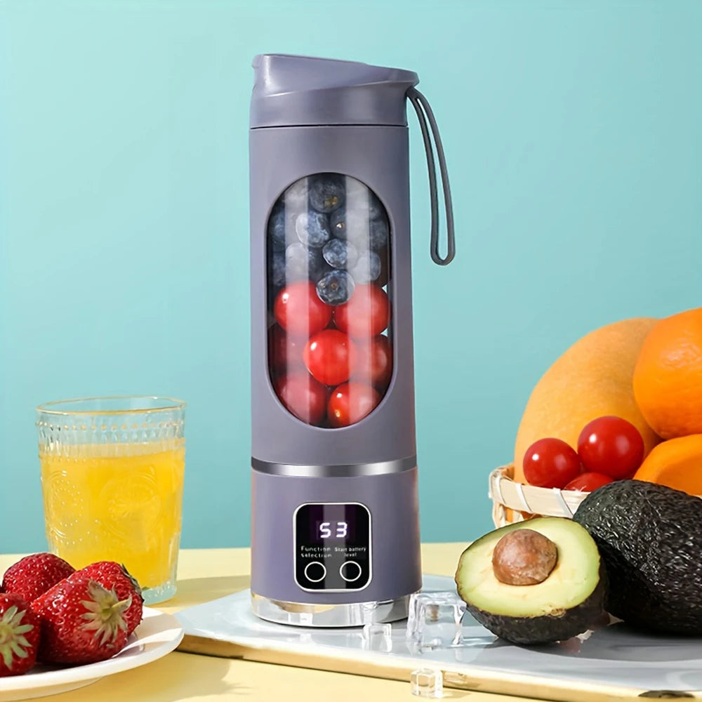 Portable Electric Juicer USB Charging Mini Wireless Juicer Bottle 450ml Cup Fruit Mixer Handheld Blender for Home Travel Office