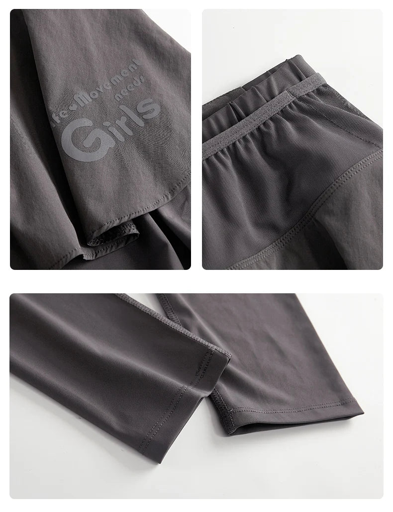 DRUR Women's 2-in-1 Sports Skirt Pants Pocket High Waist Yoga Women’s Sports Leggings Gym Running Tennis  Yoga Pants Y2K