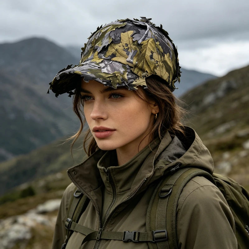 Men's 3D Leaves Ghillie Camo Baseball Cap, Tactical Hunting Hat for Fishing & Outdoor