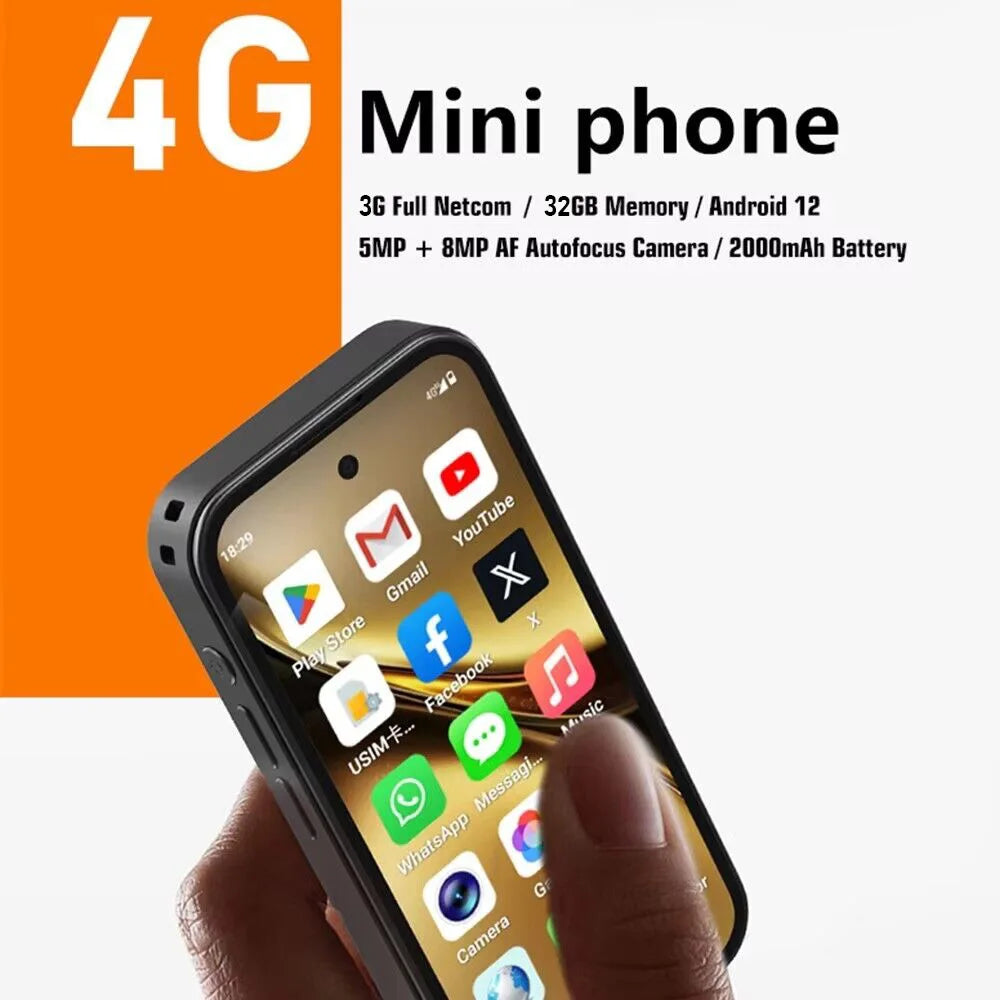 UNIWA Q333 4G Full Bands MINI Smartphone Android 3GB+64GB Mobile Phone 2000mAh Face ID WhatsApp GPS Small Phone Support TF Card