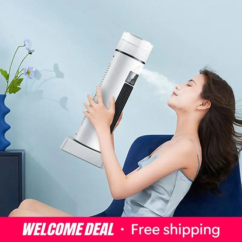 NEW Cold Air Fan Cool Air Fan Persona Air Conditioner Adjustable Speeds Humidifier Cool Gadgets with Timer & Remote
