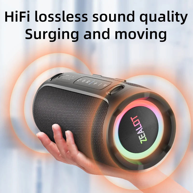 ZEALOT-S76 50W Portable Super Subwoofer Portable Speaker Home Outdoor Waterproof Column Bluetooth Speaker Sound Box