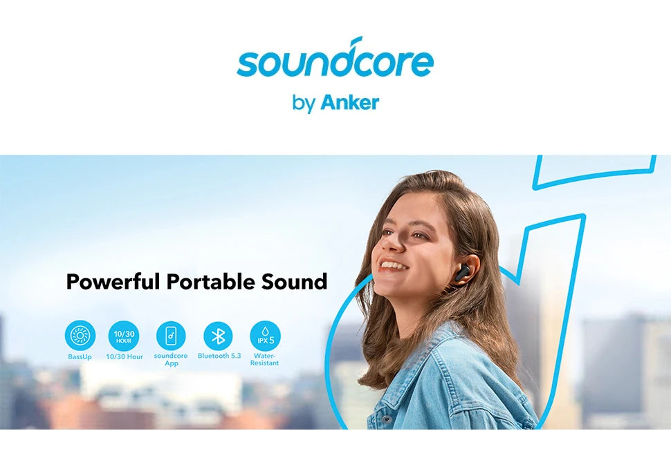 (EU stock)Soundcore R50i Wireless Bluetooth 5.3 Earbuds 10mm Driver Strong Bass IPX5 30H Battery