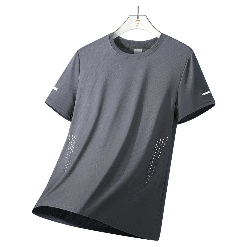 CHRLCK Men's Hiking Quick Drying T-shirts Breathable Running Fishing Tees Soft Elasticity Outdoor Sports Short Shirt Summer