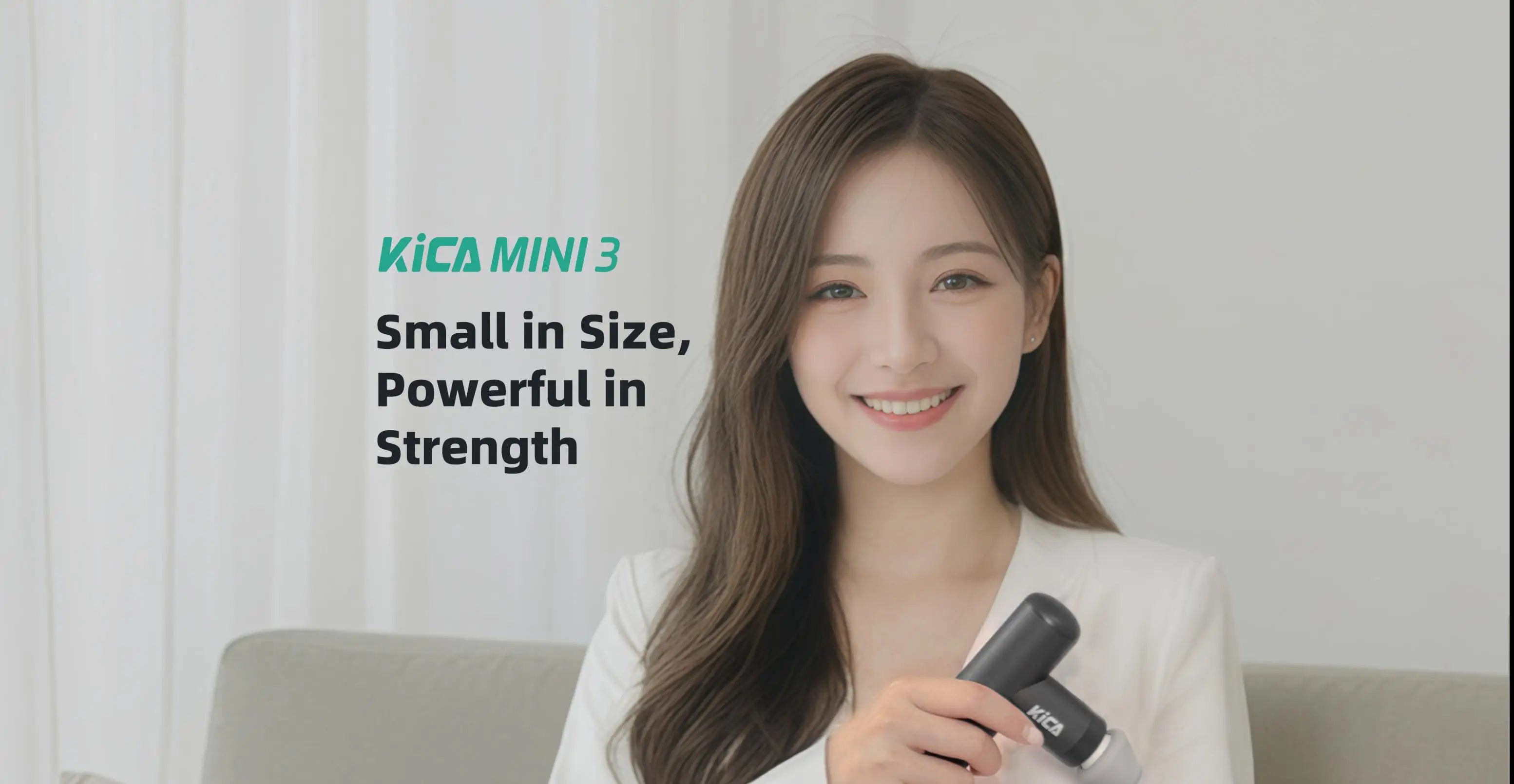 Kica Mini 3 Massage Gun, 3000RPM Stepless Speed, 7kgf Impact Force, 4 Heads, 255g Lightweight Sport Muscle Massager