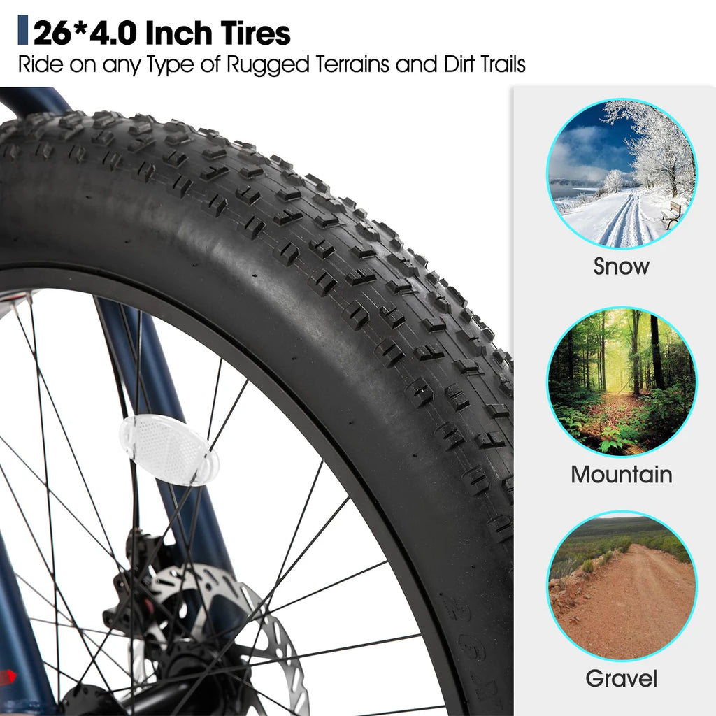 Hiland 20 Inch Kids' Bicycles Fat Tire Mountain Bike for  Age 5 + Years, Shimano 7-Speed, Dual-Disc Brake,Kids BeachBicycle