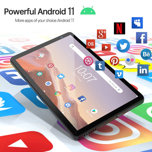 PRITOM 7 Inch Tablet PC 32 GB Android 11 with Quad Core Processor HD IPS Display Dual Camera WiFi with PU Protective Case