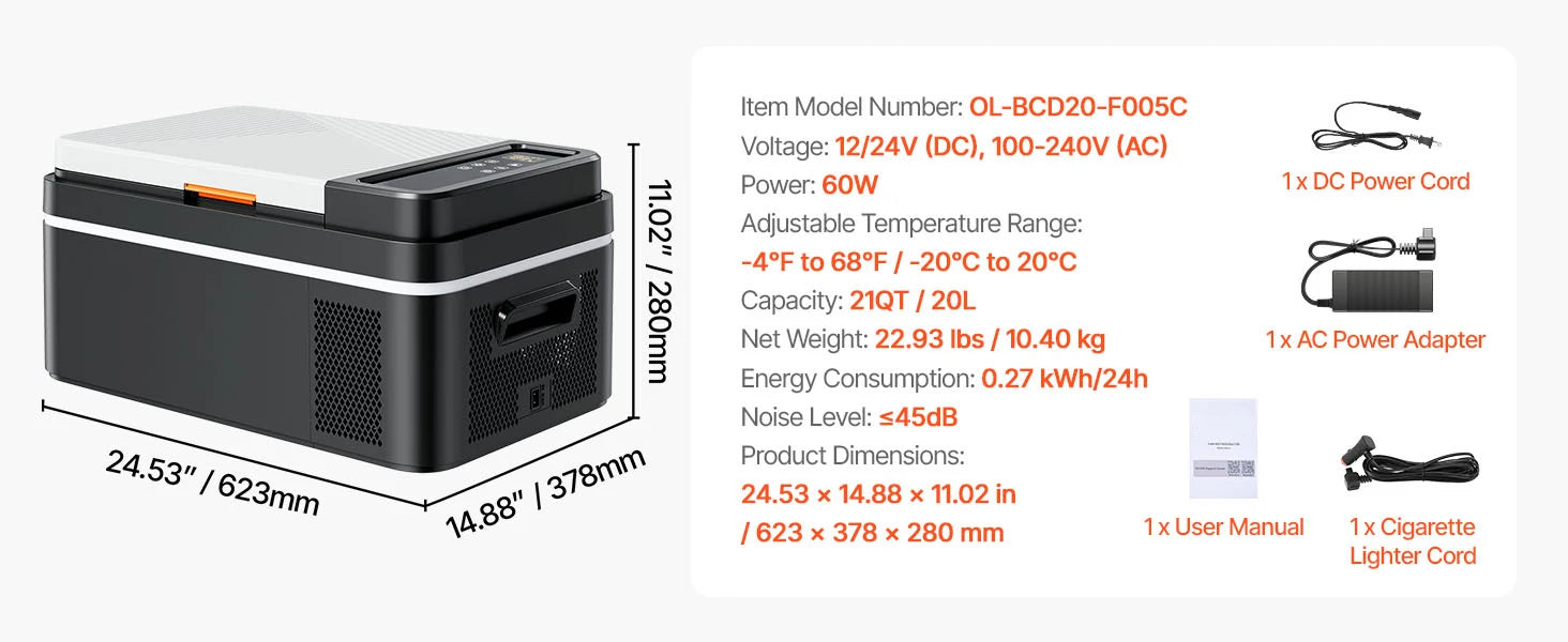 SucceBuy 15L 20L 22L Car Refrigerator Electric Cooler -4°F to 68°F Car Fridge with APP Control Cars Freezer for RVs Camping